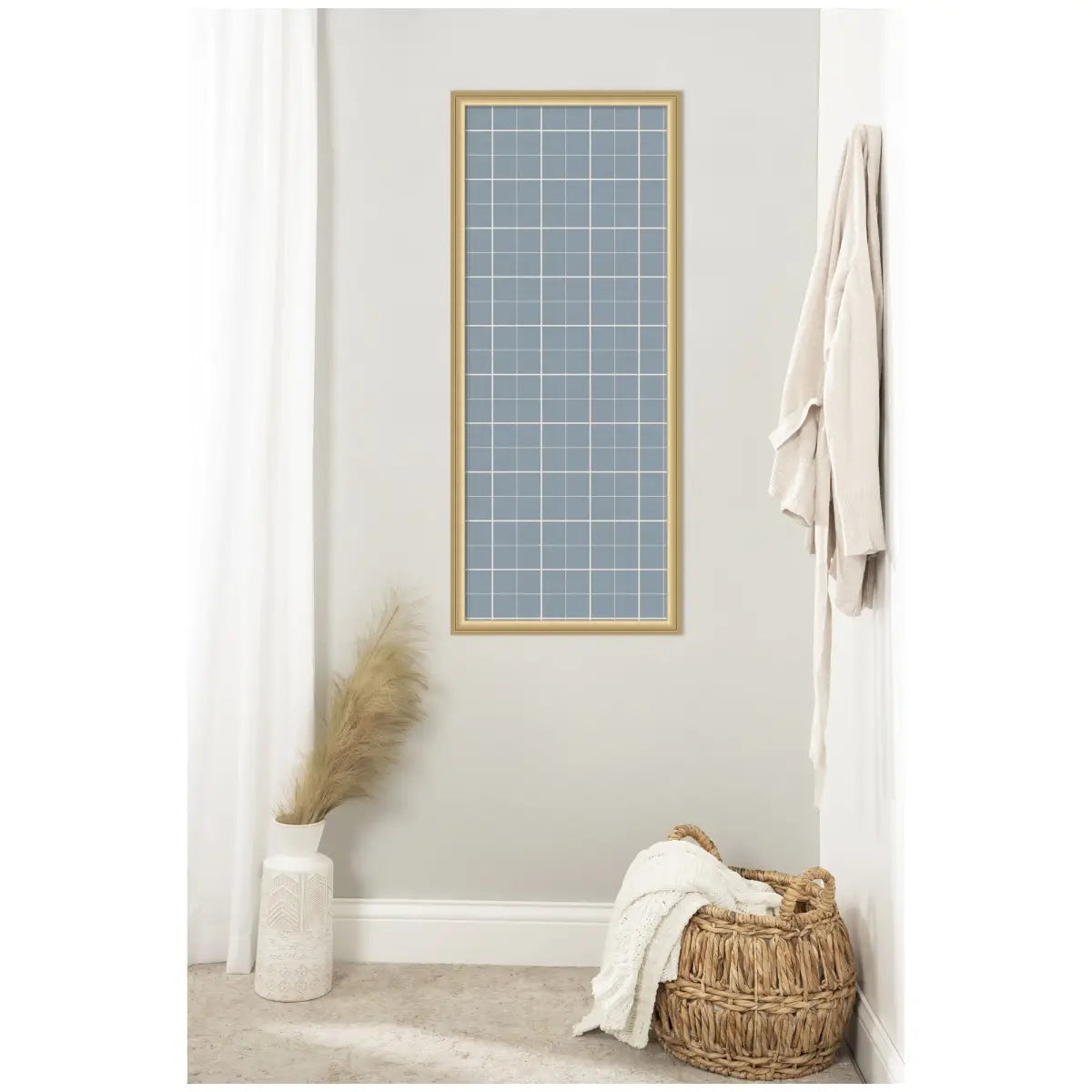 Bulletin Board - Framed Fabric Pinboard Light Blue Plaid - Wall Organization - kateandlaurel