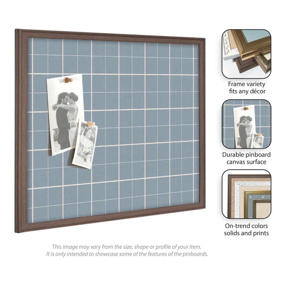 Bulletin Board - Framed Fabric Pinboard Light Blue Plaid - Wall Organization - kateandlaurel