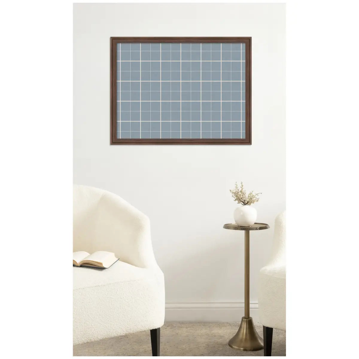 Bulletin Board - Framed Fabric Pinboard Light Blue Plaid - Wall Organization - kateandlaurel