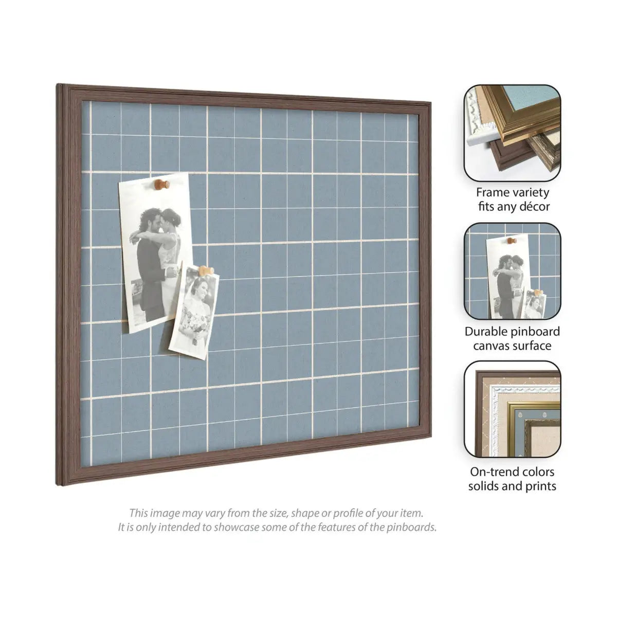 Bulletin Board - Framed Fabric Pinboard Light Blue Plaid - Wall Organization - kateandlaurel