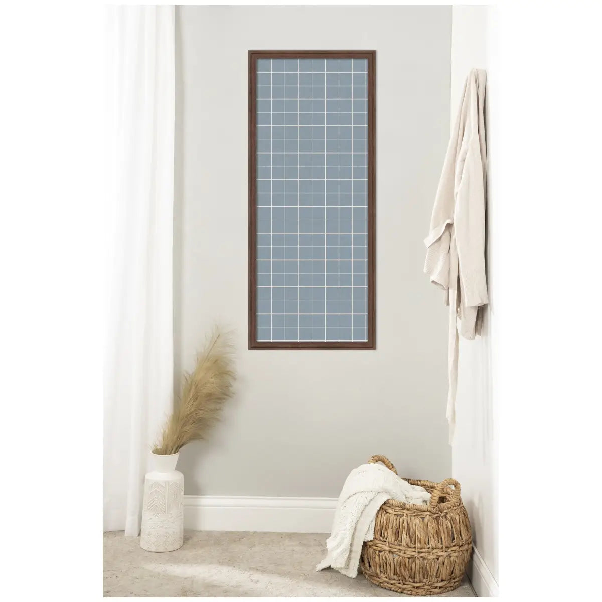 Bulletin Board - Framed Fabric Pinboard Light Blue Plaid - Wall Organization - kateandlaurel