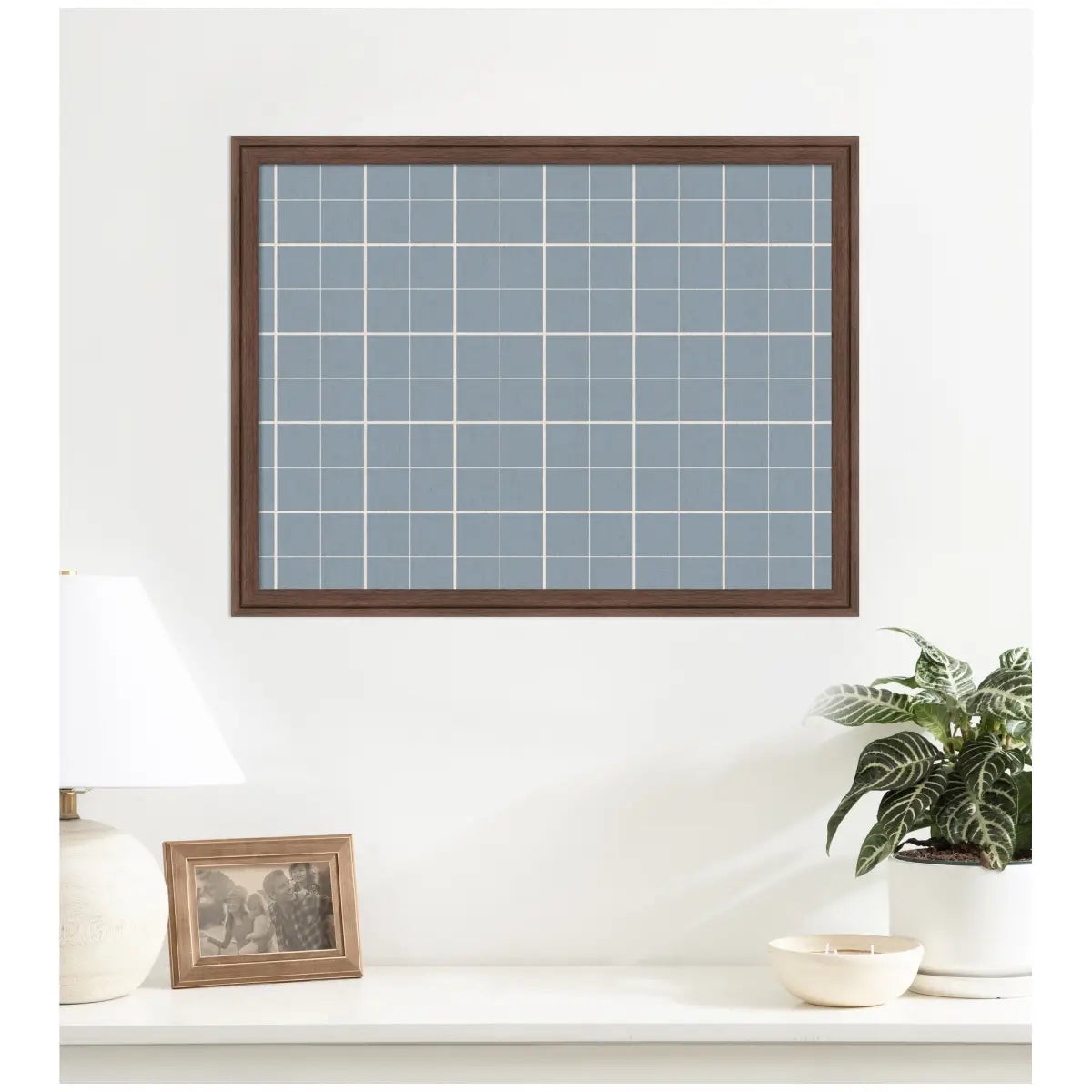 Bulletin Board - Framed Fabric Pinboard Light Blue Plaid - Wall Organization - kateandlaurel