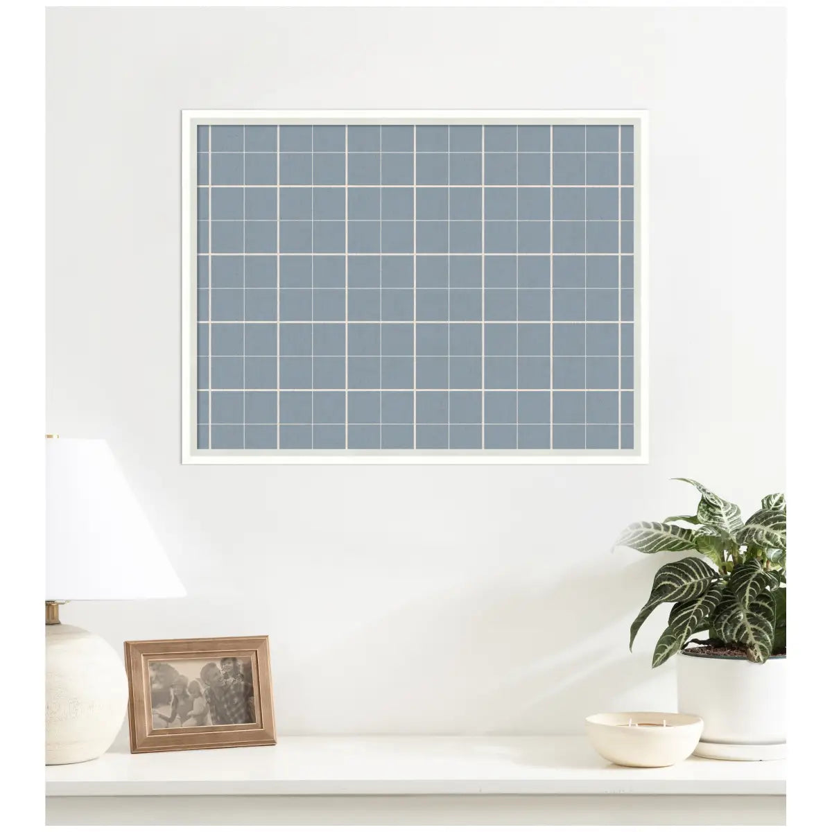 Bulletin Board - Framed Fabric Pinboard Light Blue Plaid - Wall Organization - kateandlaurel