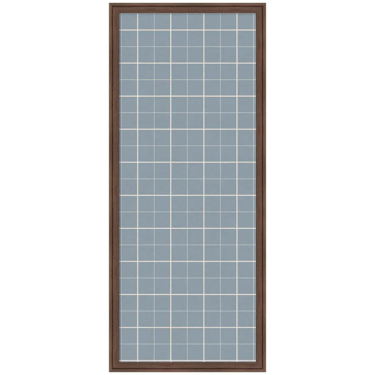 Bulletin Board - Framed Fabric Pinboard Light Blue Plaid - Wall Organization - Florence Medium Brown / 18 x 42