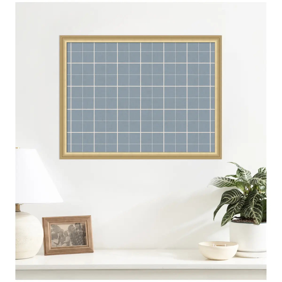 Bulletin Board - Framed Fabric Pinboard Light Blue Plaid - Wall Organization - kateandlaurel