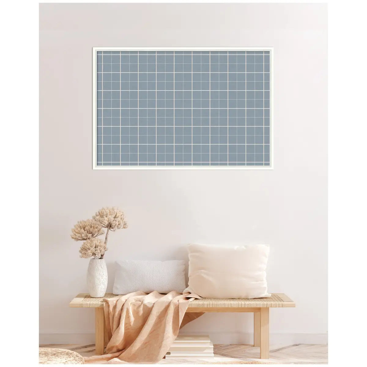 Bulletin Board - Framed Fabric Pinboard Light Blue Plaid - Wall Organization - kateandlaurel