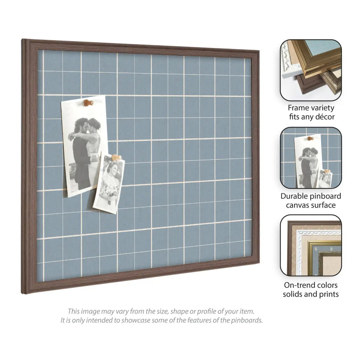 Bulletin Board - Framed Fabric Pinboard Light Blue Plaid - Wall Organization - kateandlaurel