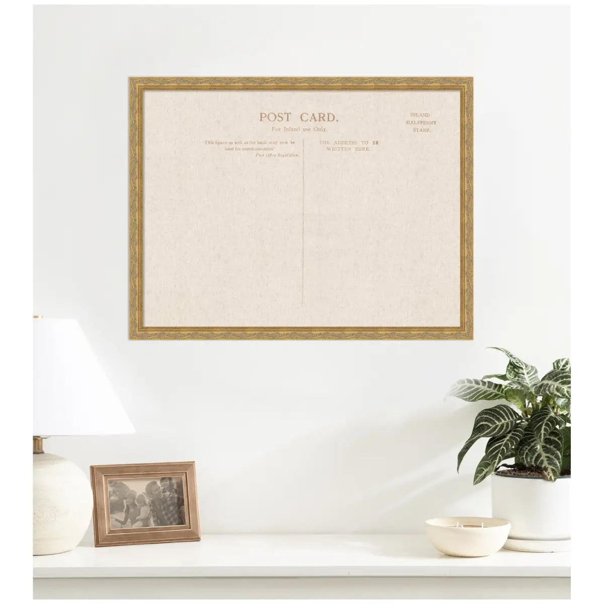 Bulletin Board - Framed Fabric Pinboard Linen Vintage Post Card - Wall Organization - kateandlaurel