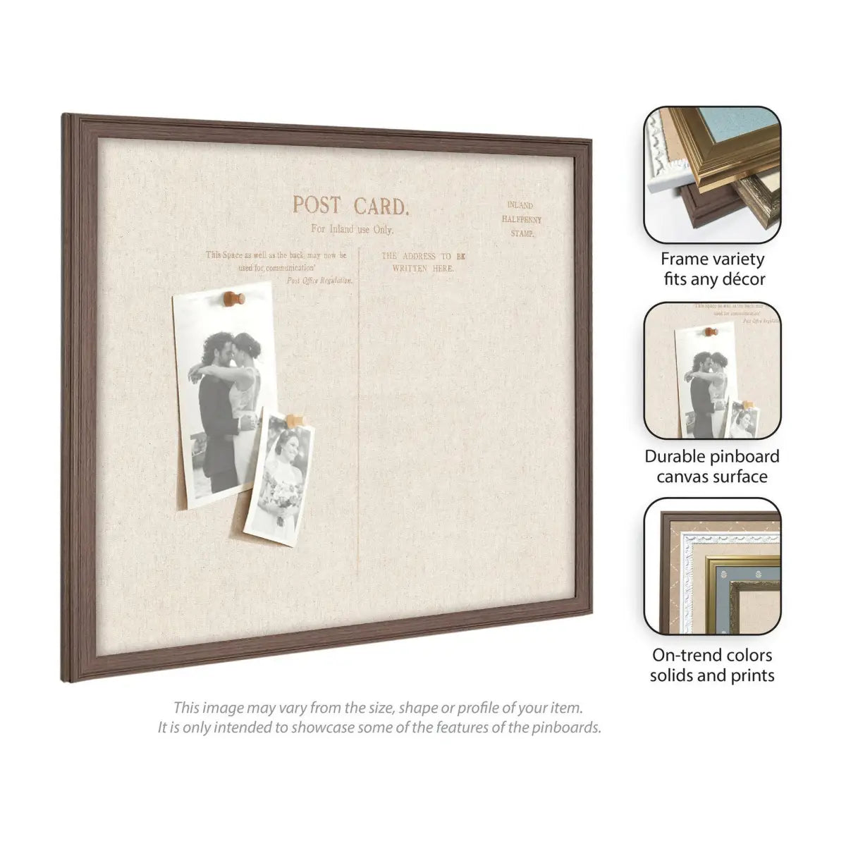 Bulletin Board - Framed Fabric Pinboard Linen Vintage Post Card - Wall Organization - kateandlaurel