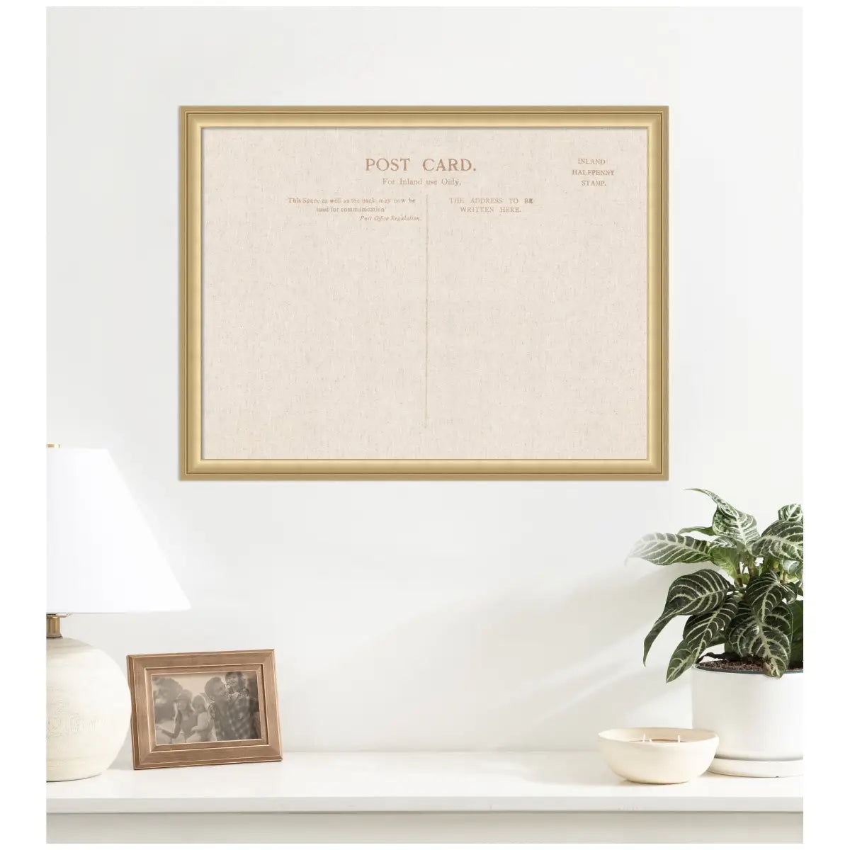 Bulletin Board - Framed Fabric Pinboard Linen Vintage Post Card - Wall Organization - kateandlaurel