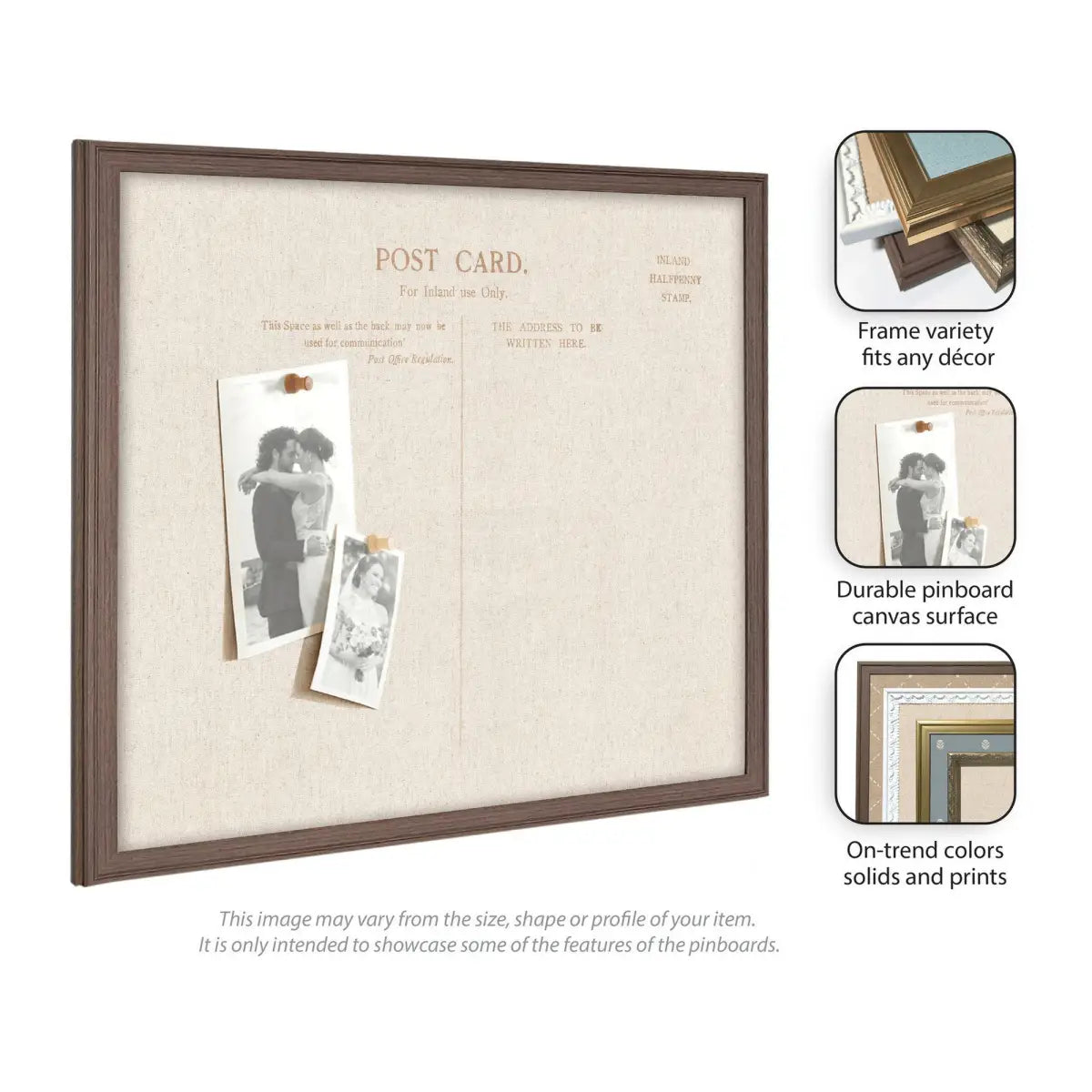 Bulletin Board - Framed Fabric Pinboard Linen Vintage Post Card - Wall Organization - kateandlaurel