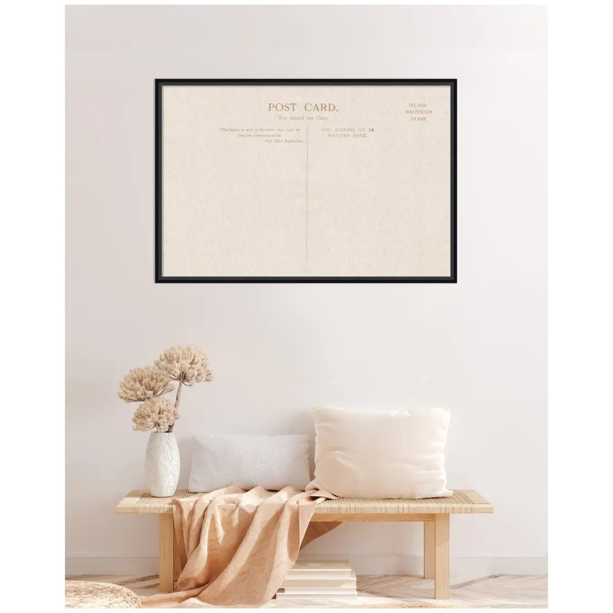 Bulletin Board - Framed Fabric Pinboard Linen Vintage Post Card - Wall Organization - kateandlaurel