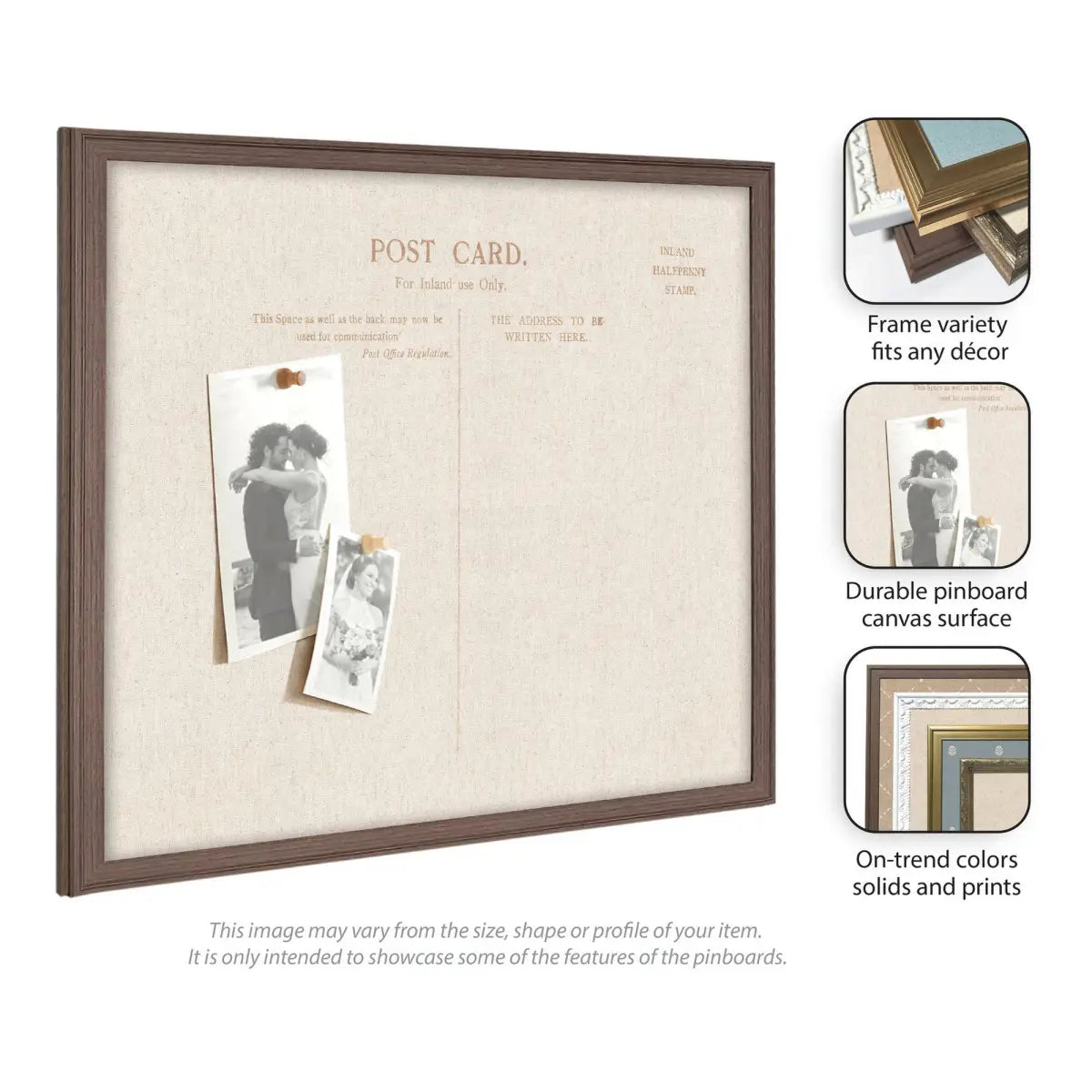 Bulletin Board - Framed Fabric Pinboard Linen Vintage Post Card - Wall Organization - kateandlaurel