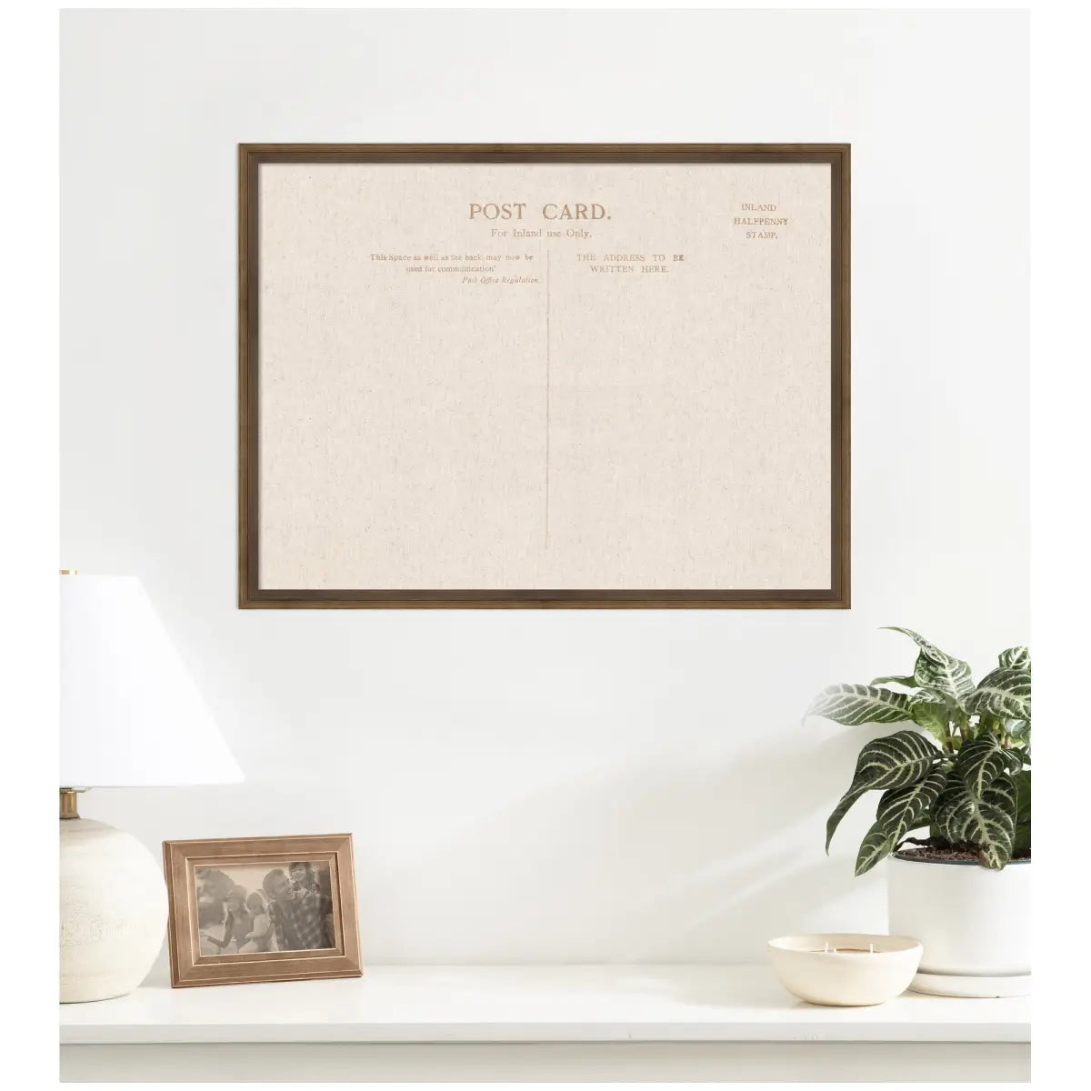 Bulletin Board - Framed Fabric Pinboard Linen Vintage Post Card - Wall Organization - kateandlaurel