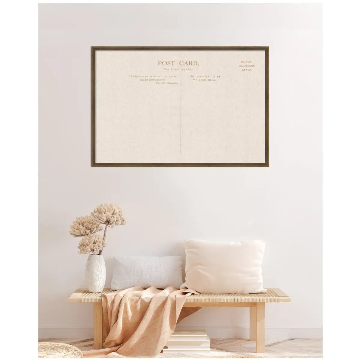 Bulletin Board - Framed Fabric Pinboard Linen Vintage Post Card - Wall Organization - kateandlaurel