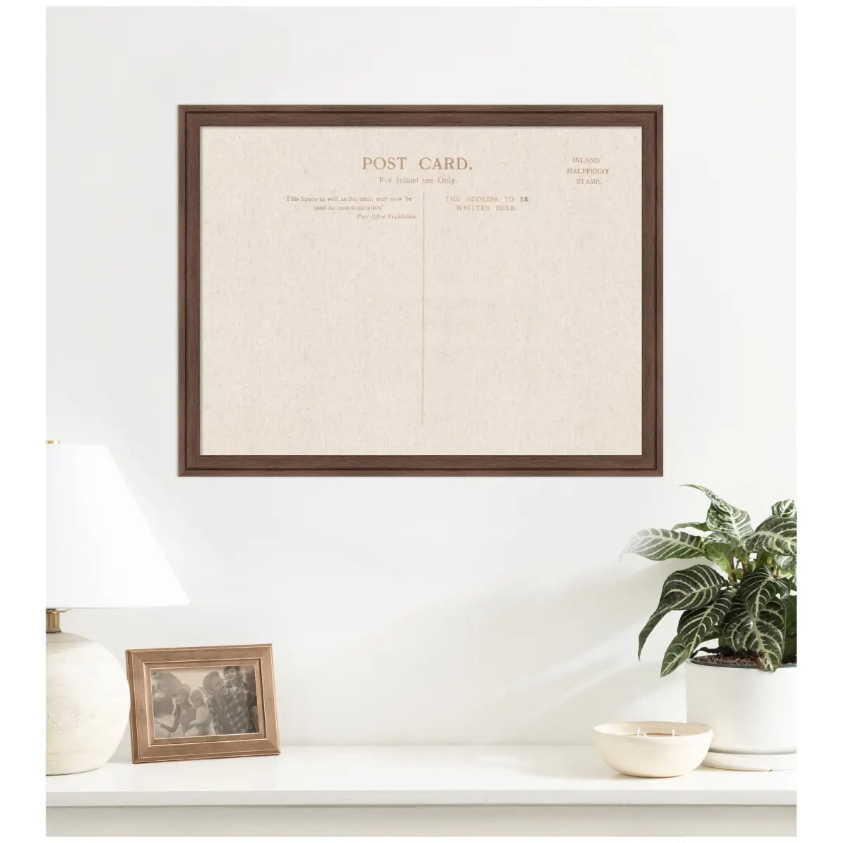 Bulletin Board - Framed Fabric Pinboard Linen Vintage Post Card - Wall Organization - kateandlaurel