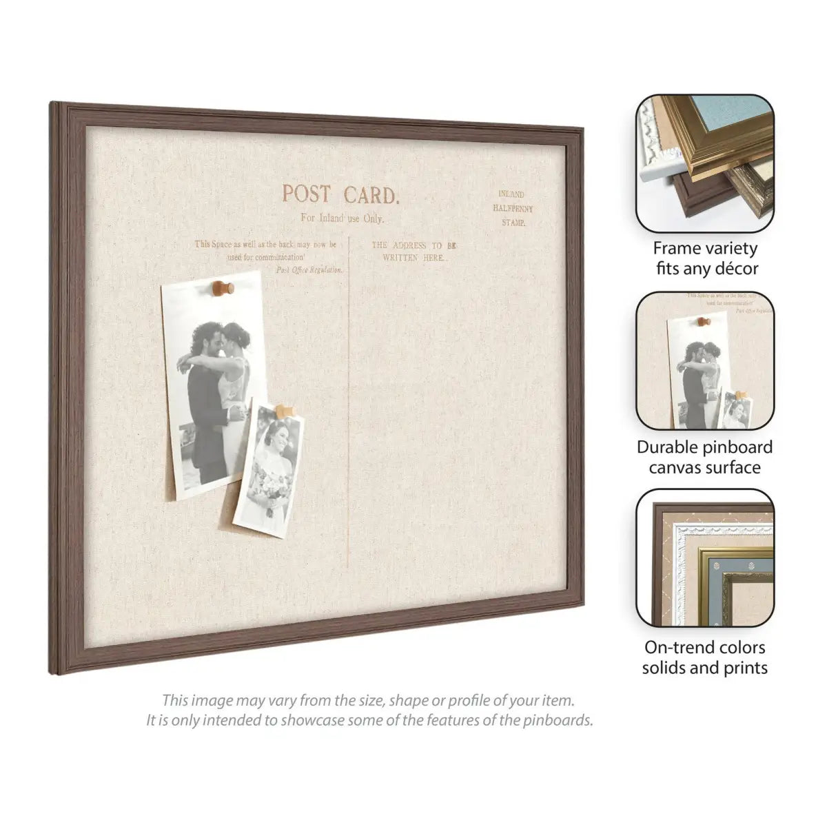 Bulletin Board - Framed Fabric Pinboard Linen Vintage Post Card - Wall Organization - kateandlaurel