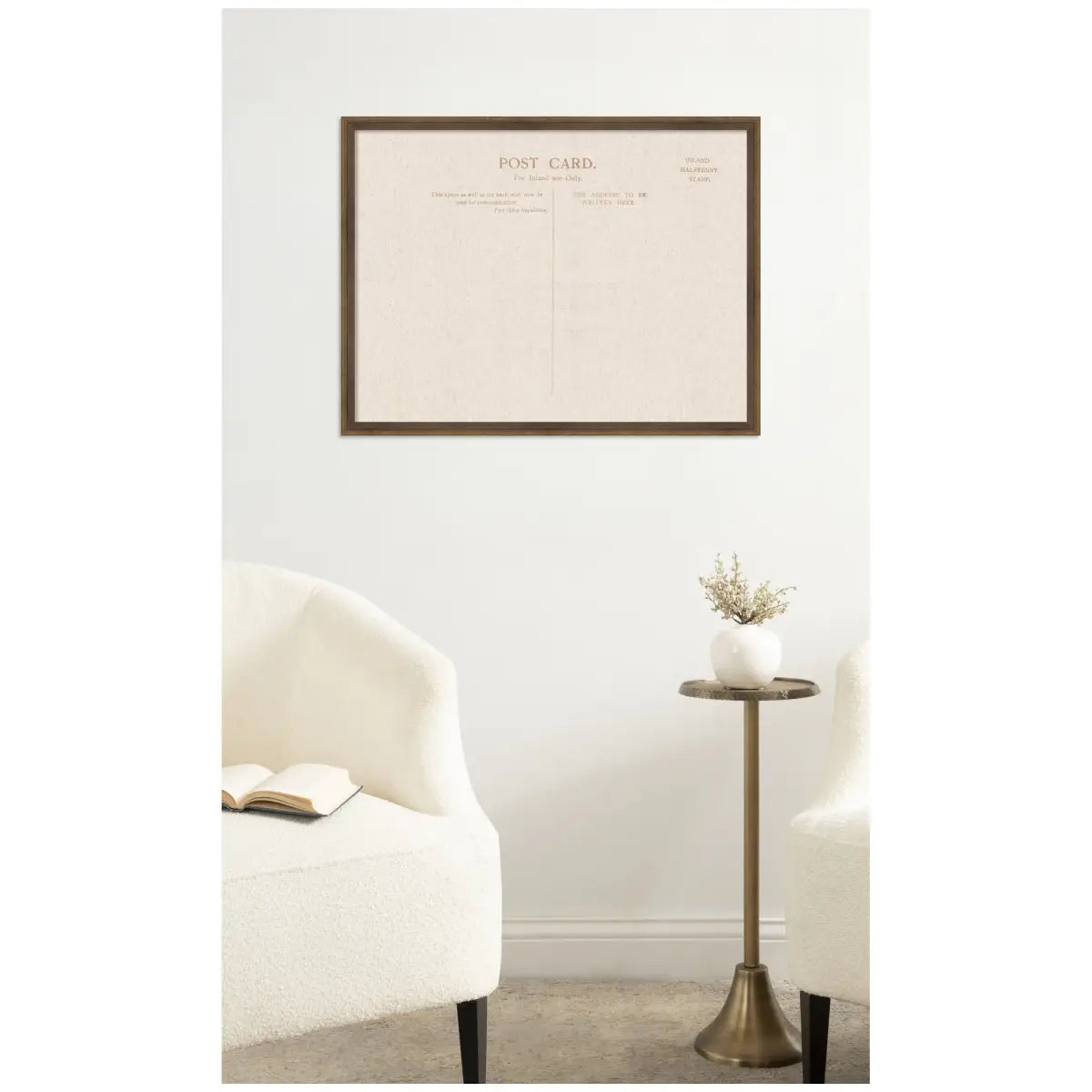 Bulletin Board - Framed Fabric Pinboard Linen Vintage Post Card - Wall Organization - kateandlaurel