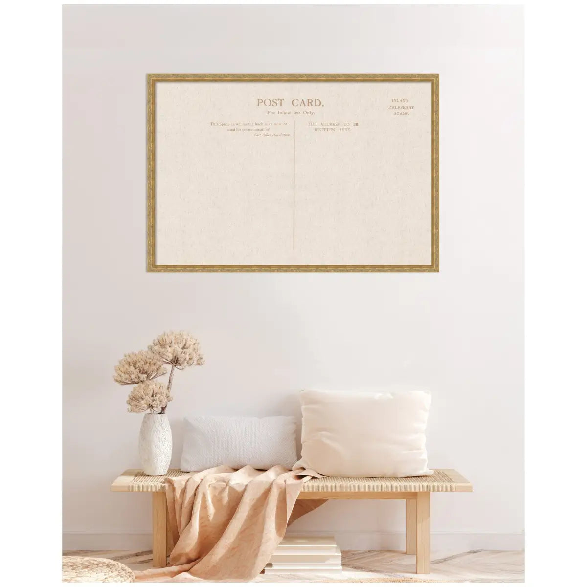 Bulletin Board - Framed Fabric Pinboard Linen Vintage Post Card - Wall Organization - kateandlaurel