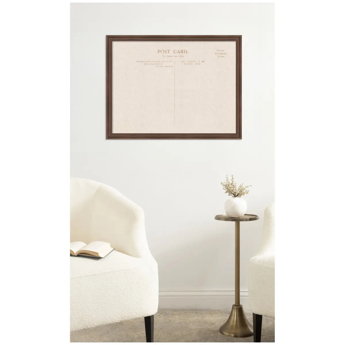 Bulletin Board - Framed Fabric Pinboard Linen Vintage Post Card - Wall Organization - kateandlaurel