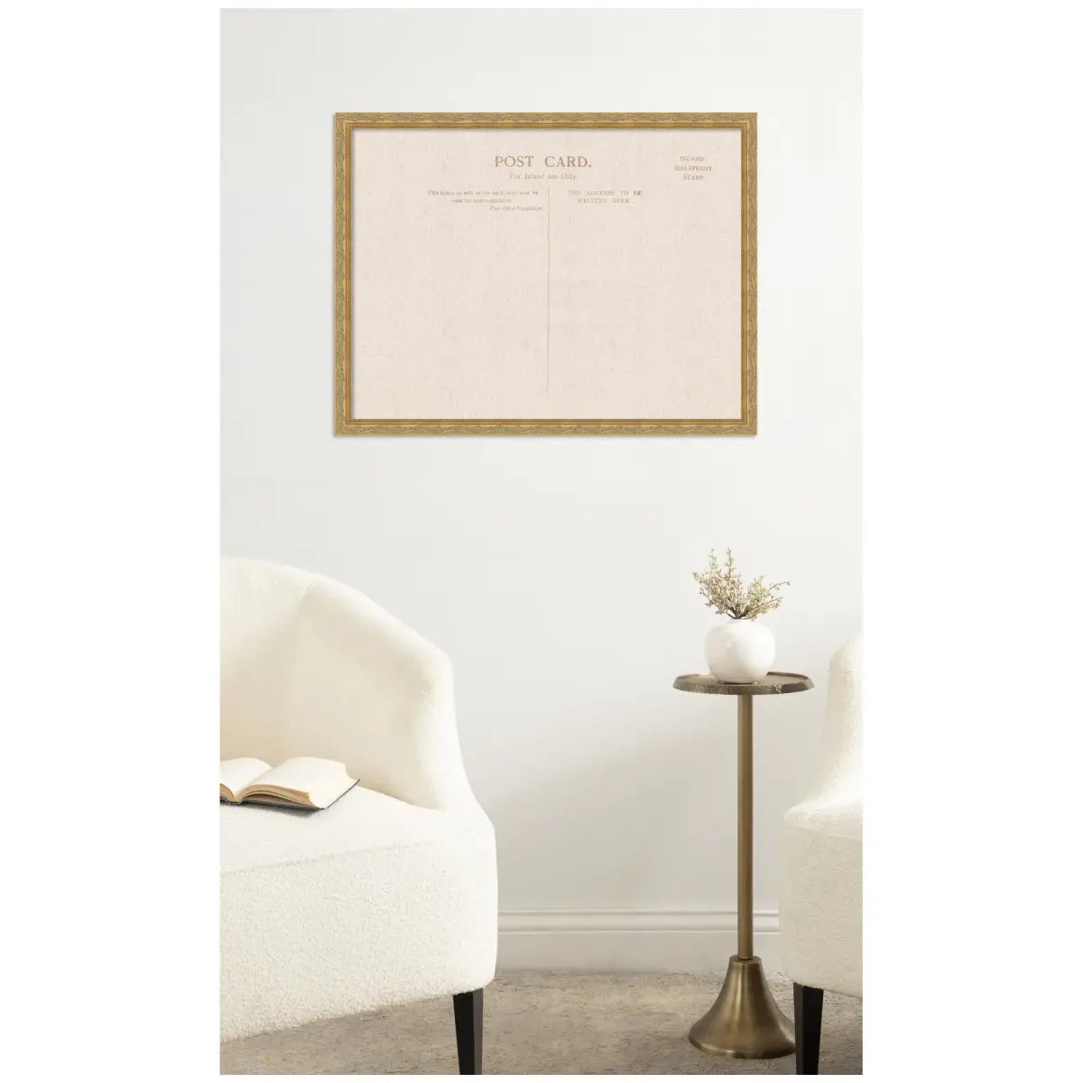 Bulletin Board - Framed Fabric Pinboard Linen Vintage Post Card - Wall Organization - kateandlaurel