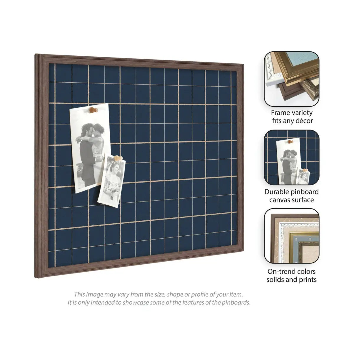 Bulletin Board - Framed Fabric Pinboard Navy Blue Plaid - Wall Organization - kateandlaurel
