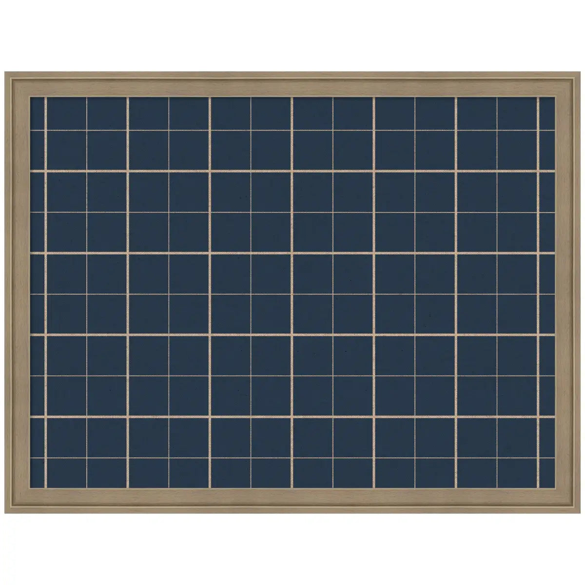 Bulletin Board - Framed Fabric Pinboard Navy Blue Plaid - Wall Organization - Florence Light Brown / 26 x 20