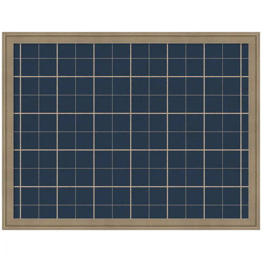 Bulletin Board - Framed Fabric Pinboard Navy Blue Plaid - Wall Organization - Florence Light Brown / 26 x 20