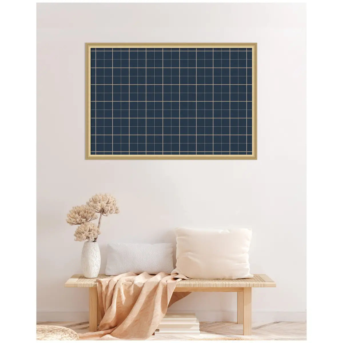 Bulletin Board - Framed Fabric Pinboard Navy Blue Plaid - Wall Organization - kateandlaurel