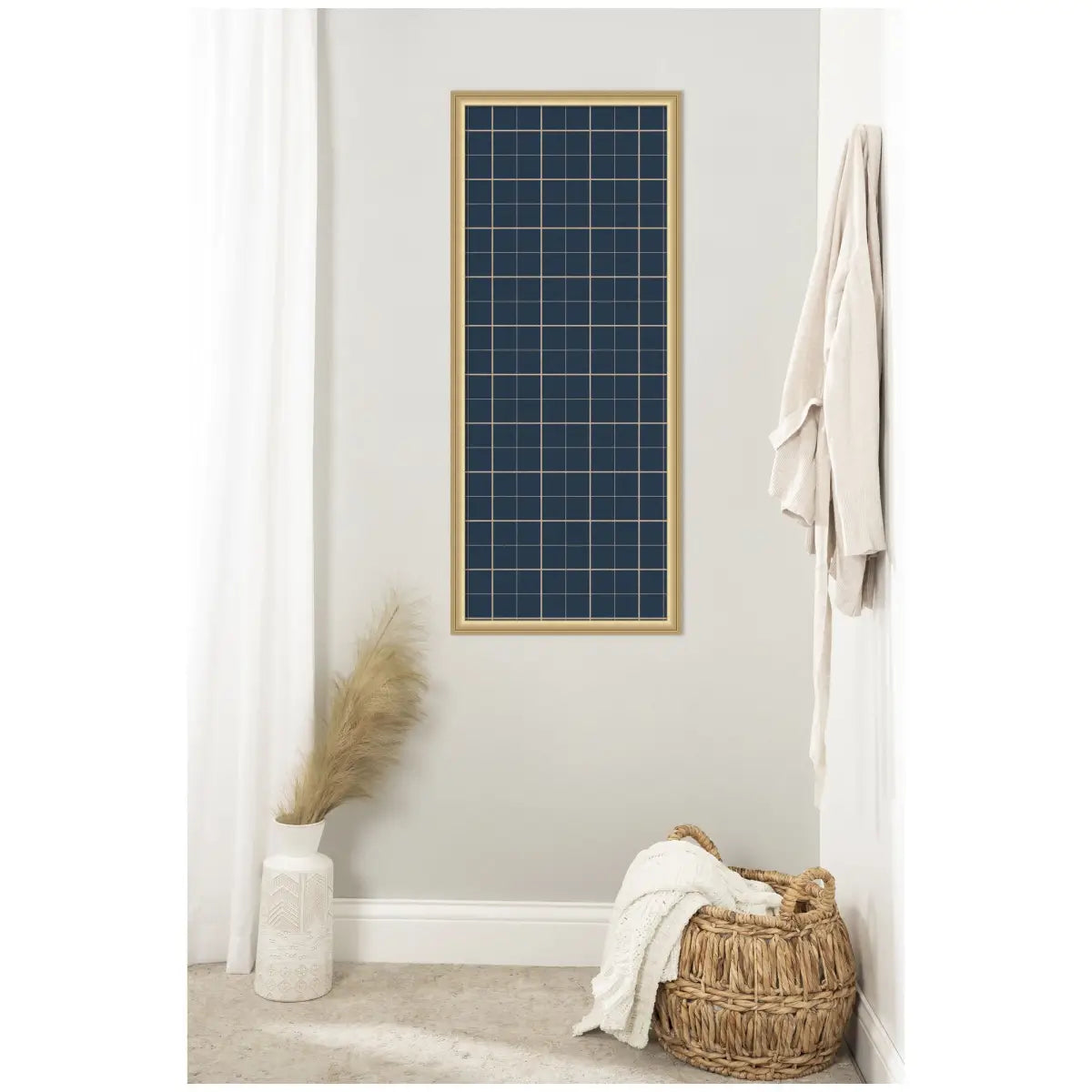 Bulletin Board - Framed Fabric Pinboard Navy Blue Plaid - Wall Organization - kateandlaurel