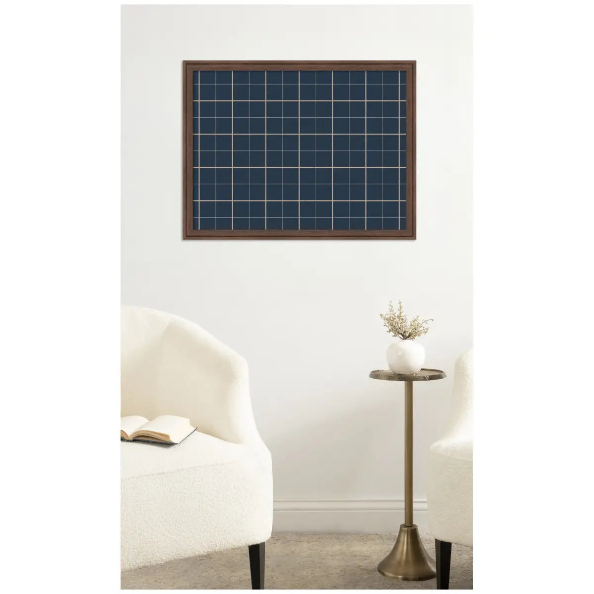 Bulletin Board - Framed Fabric Pinboard Navy Blue Plaid - Wall Organization - kateandlaurel