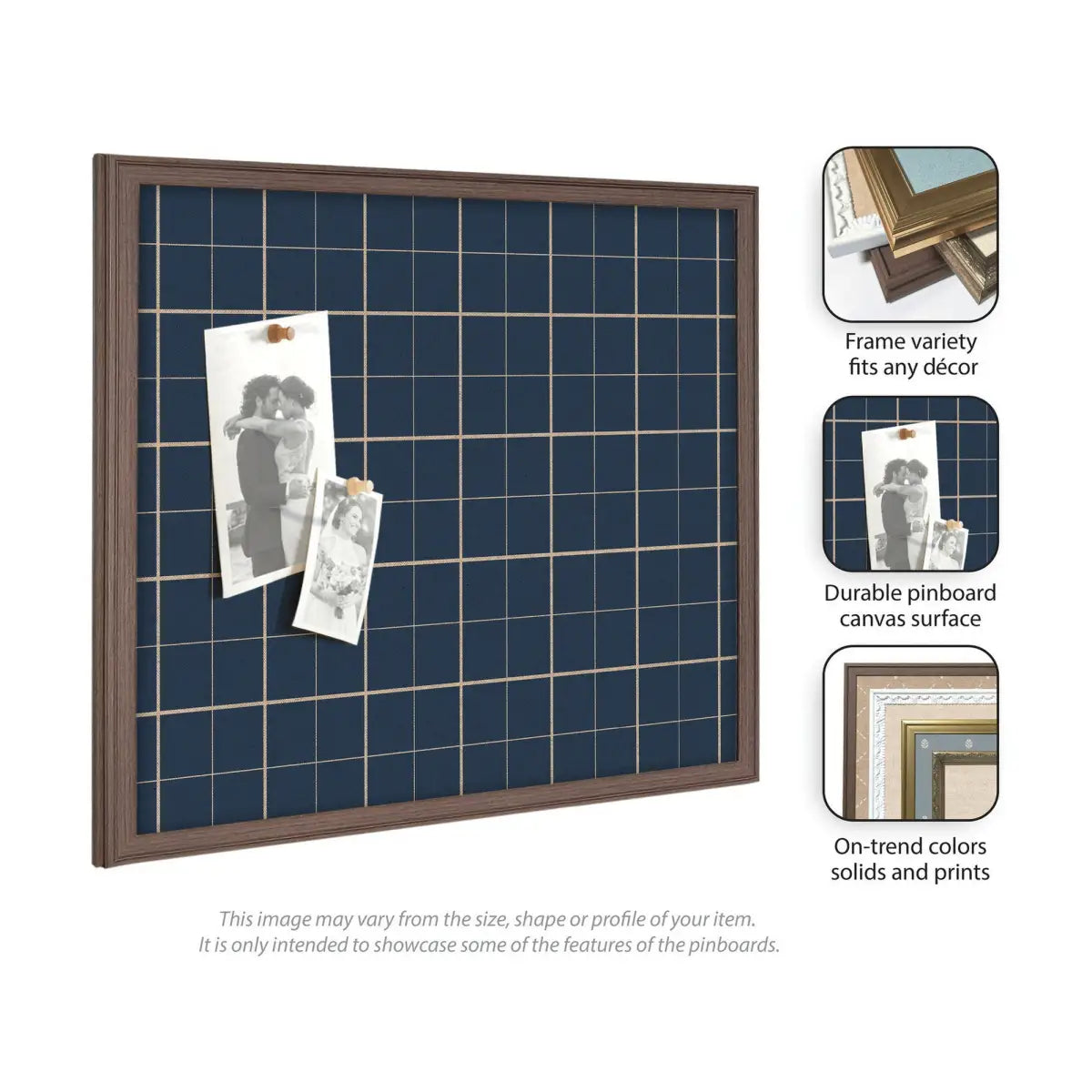 Bulletin Board - Framed Fabric Pinboard Navy Blue Plaid - Wall Organization - kateandlaurel