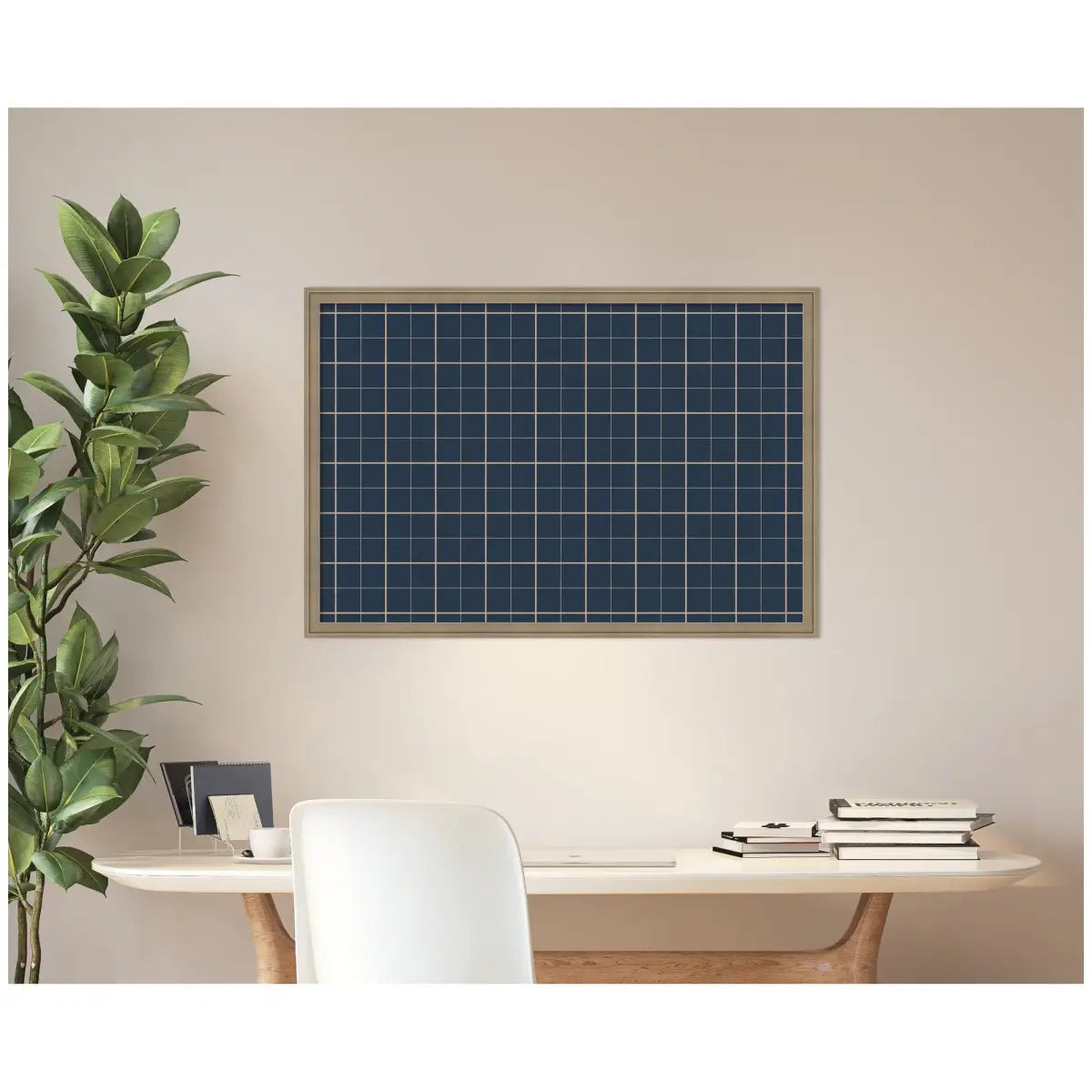 Bulletin Board - Framed Fabric Pinboard Navy Blue Plaid - Wall Organization - kateandlaurel