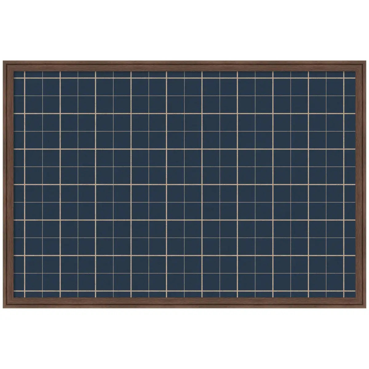 Bulletin Board - Framed Fabric Pinboard Navy Blue Plaid - Wall Organization - Florence Medium Brown / 38 x 26