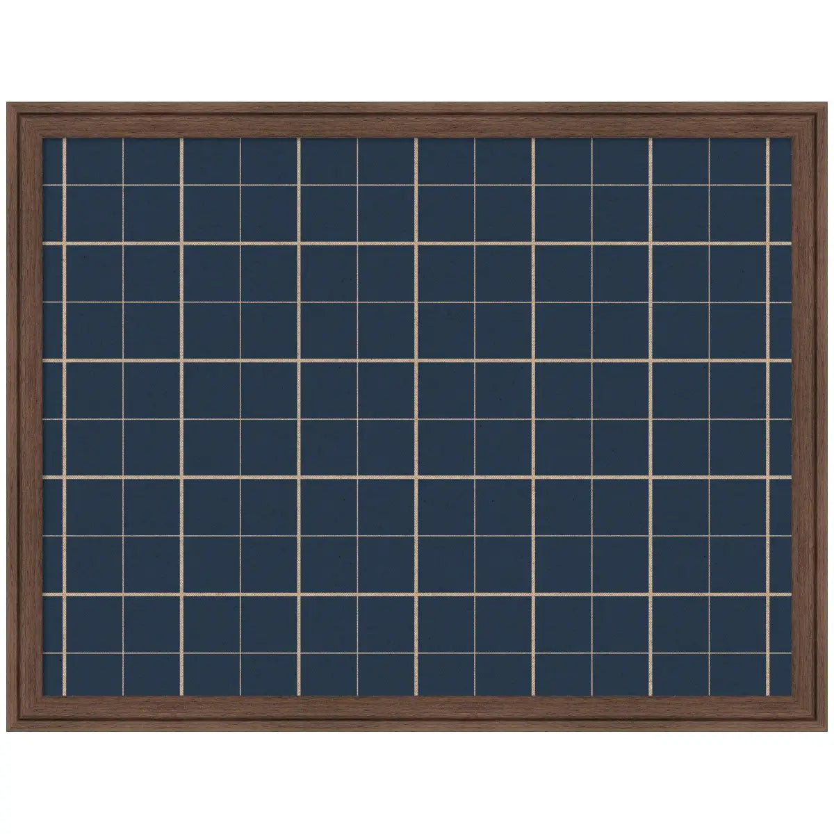 Bulletin Board - Framed Fabric Pinboard Navy Blue Plaid - Wall Organization - Florence Medium Brown / 26 x 20