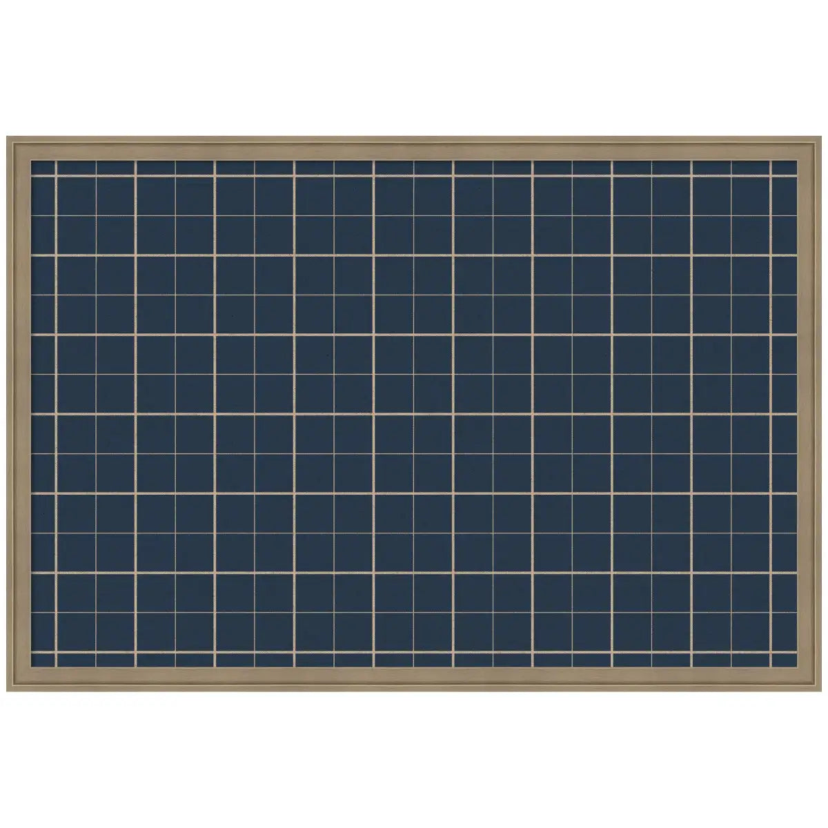 Bulletin Board - Framed Fabric Pinboard Navy Blue Plaid - Wall Organization - Florence Light Brown / 38 x 26