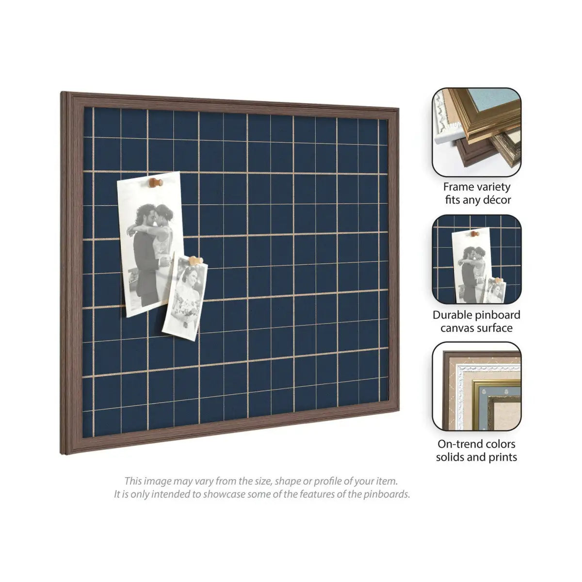 Bulletin Board - Framed Fabric Pinboard Navy Blue Plaid - Wall Organization - kateandlaurel