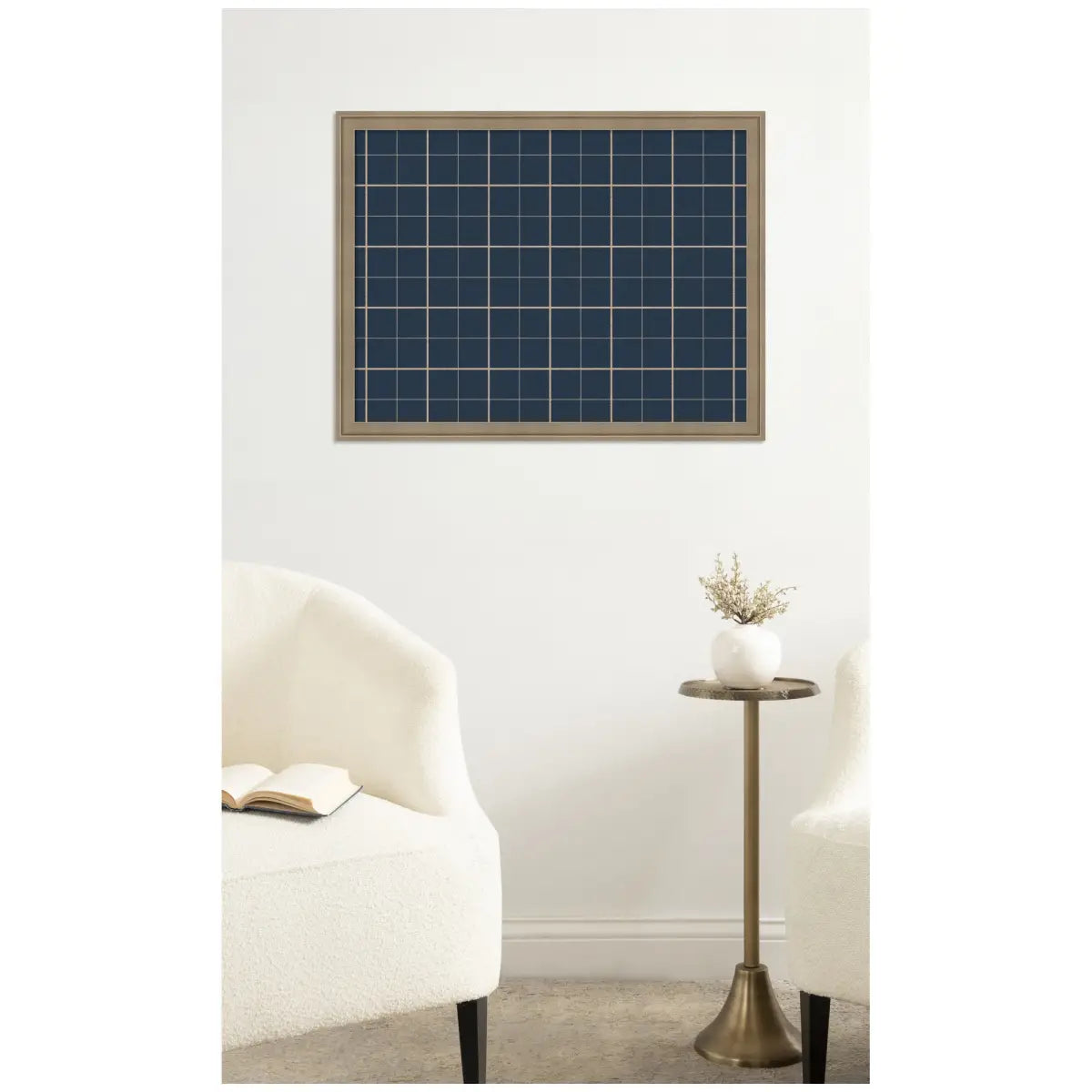 Bulletin Board - Framed Fabric Pinboard Navy Blue Plaid - Wall Organization - kateandlaurel
