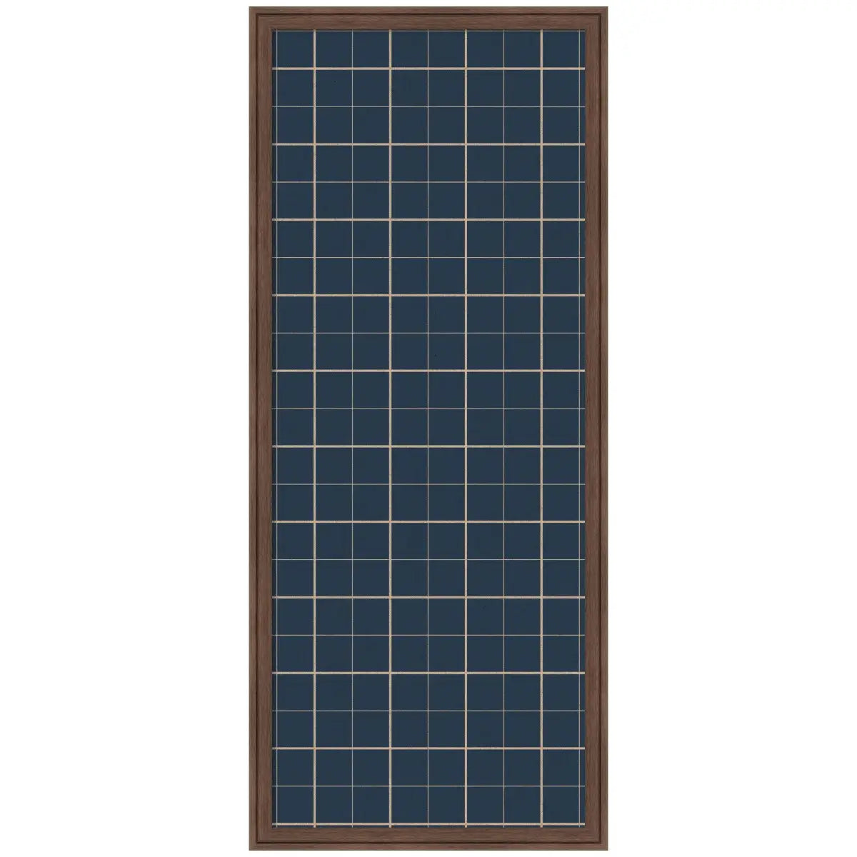 Bulletin Board - Framed Fabric Pinboard Navy Blue Plaid - Wall Organization - Florence Medium Brown / 18 x 42