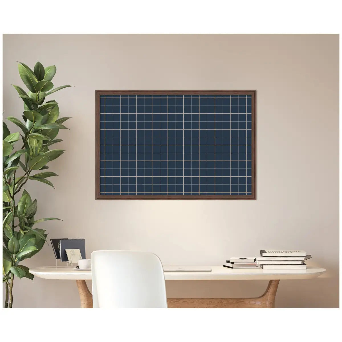 Bulletin Board - Framed Fabric Pinboard Navy Blue Plaid - Wall Organization - kateandlaurel