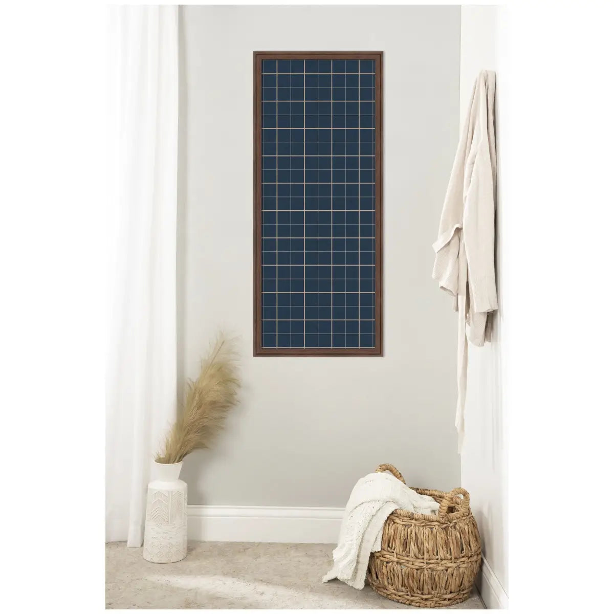 Bulletin Board - Framed Fabric Pinboard Navy Blue Plaid - Wall Organization - kateandlaurel