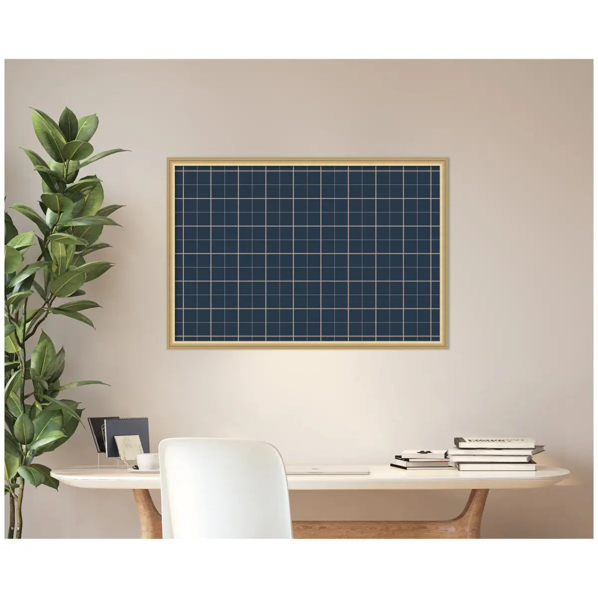 Bulletin Board - Framed Fabric Pinboard Navy Blue Plaid - Wall Organization - kateandlaurel