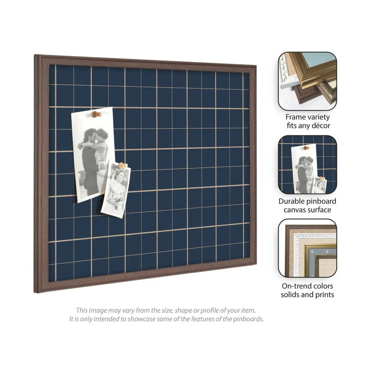 Bulletin Board - Framed Fabric Pinboard Navy Blue Plaid - Wall Organization - kateandlaurel