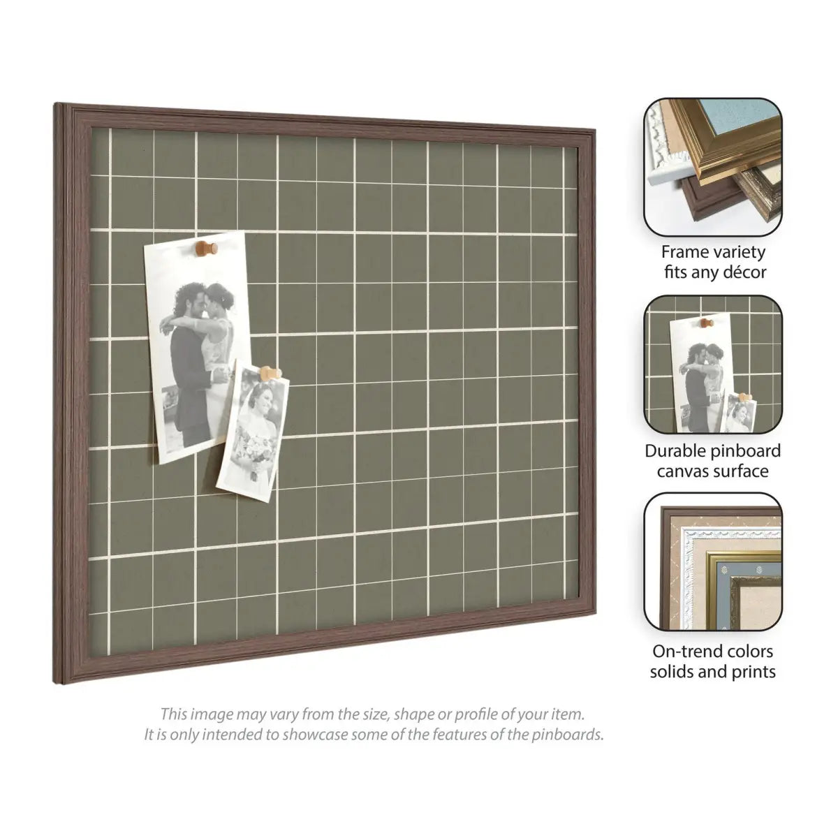 Bulletin Board - Framed Fabric Pinboard Sage Green Plaid - Wall Organization - kateandlaurel