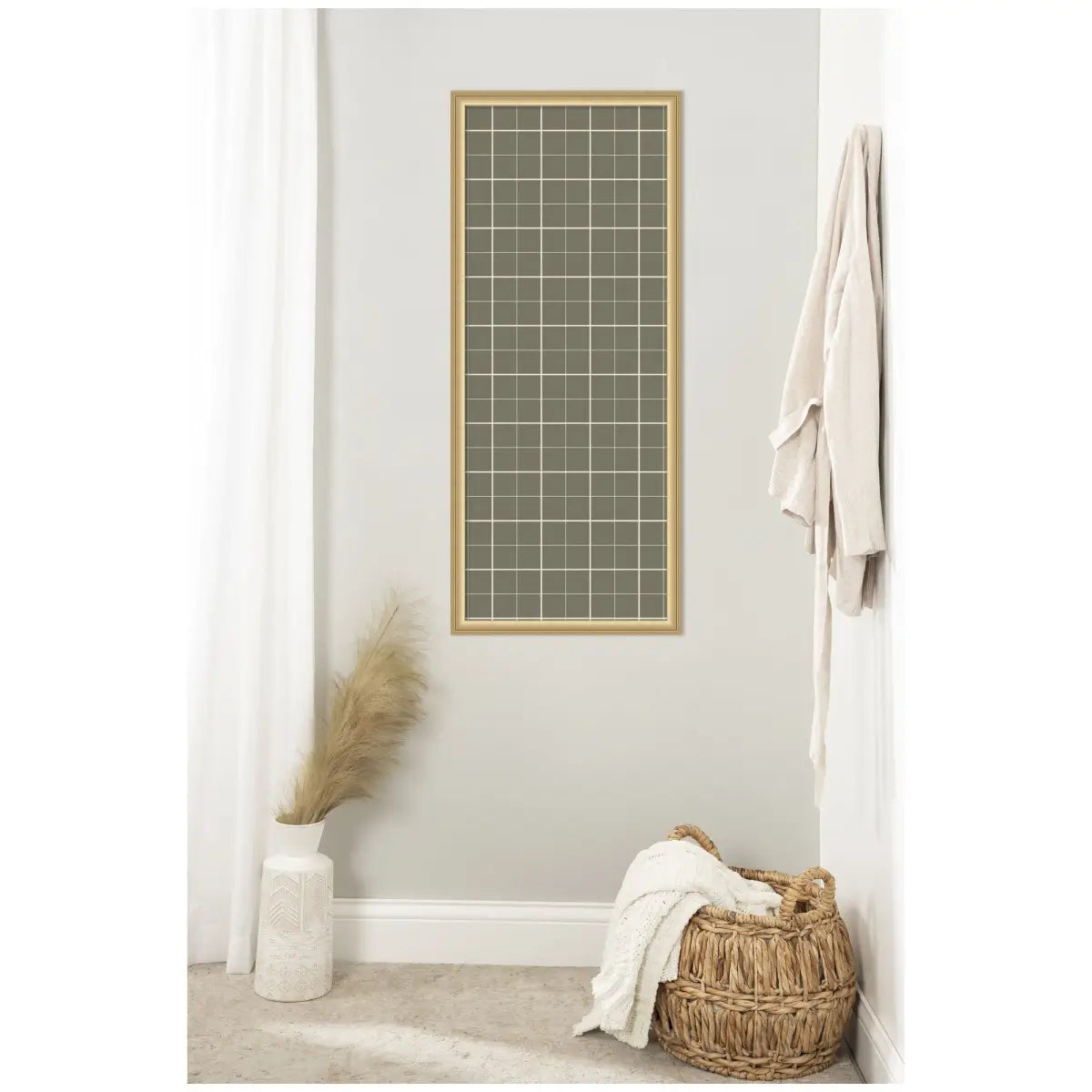 Bulletin Board - Framed Fabric Pinboard Sage Green Plaid - Wall Organization - kateandlaurel
