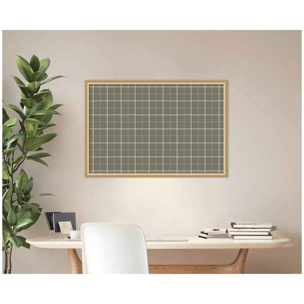 Bulletin Board - Framed Fabric Pinboard Sage Green Plaid - Wall Organization - kateandlaurel