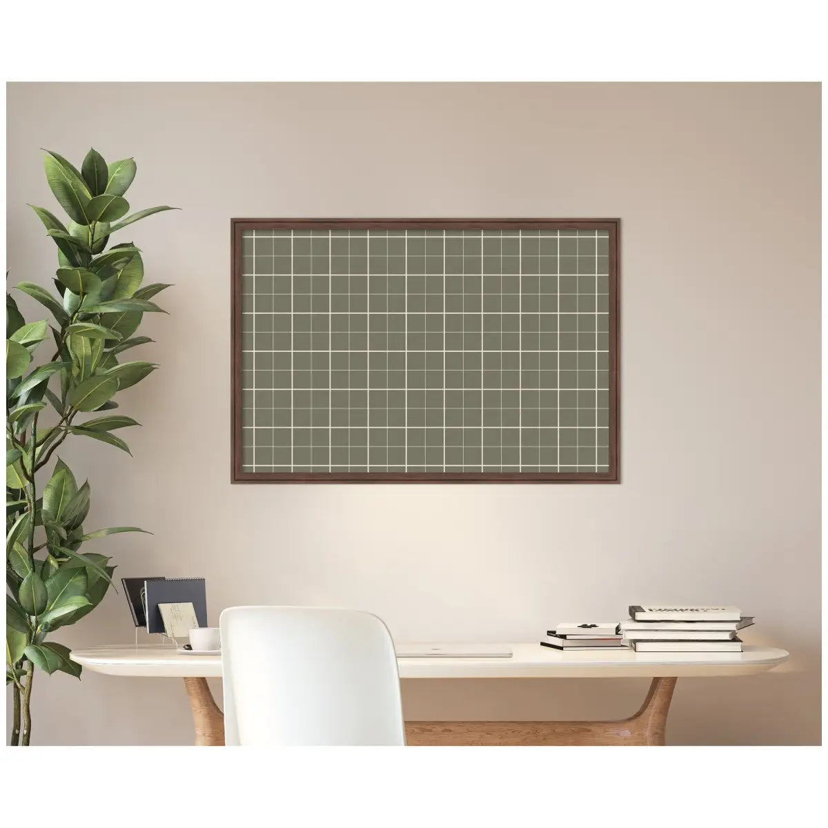 Bulletin Board - Framed Fabric Pinboard Sage Green Plaid - Wall Organization - kateandlaurel