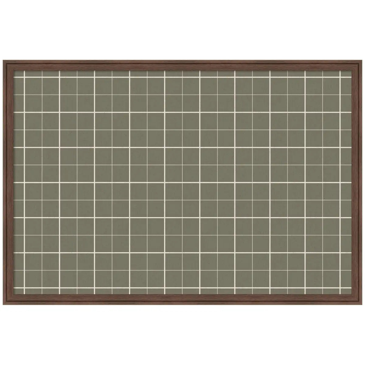Bulletin Board - Framed Fabric Pinboard Sage Green Plaid - Wall Organization - Florence Medium Brown / 38 x 26