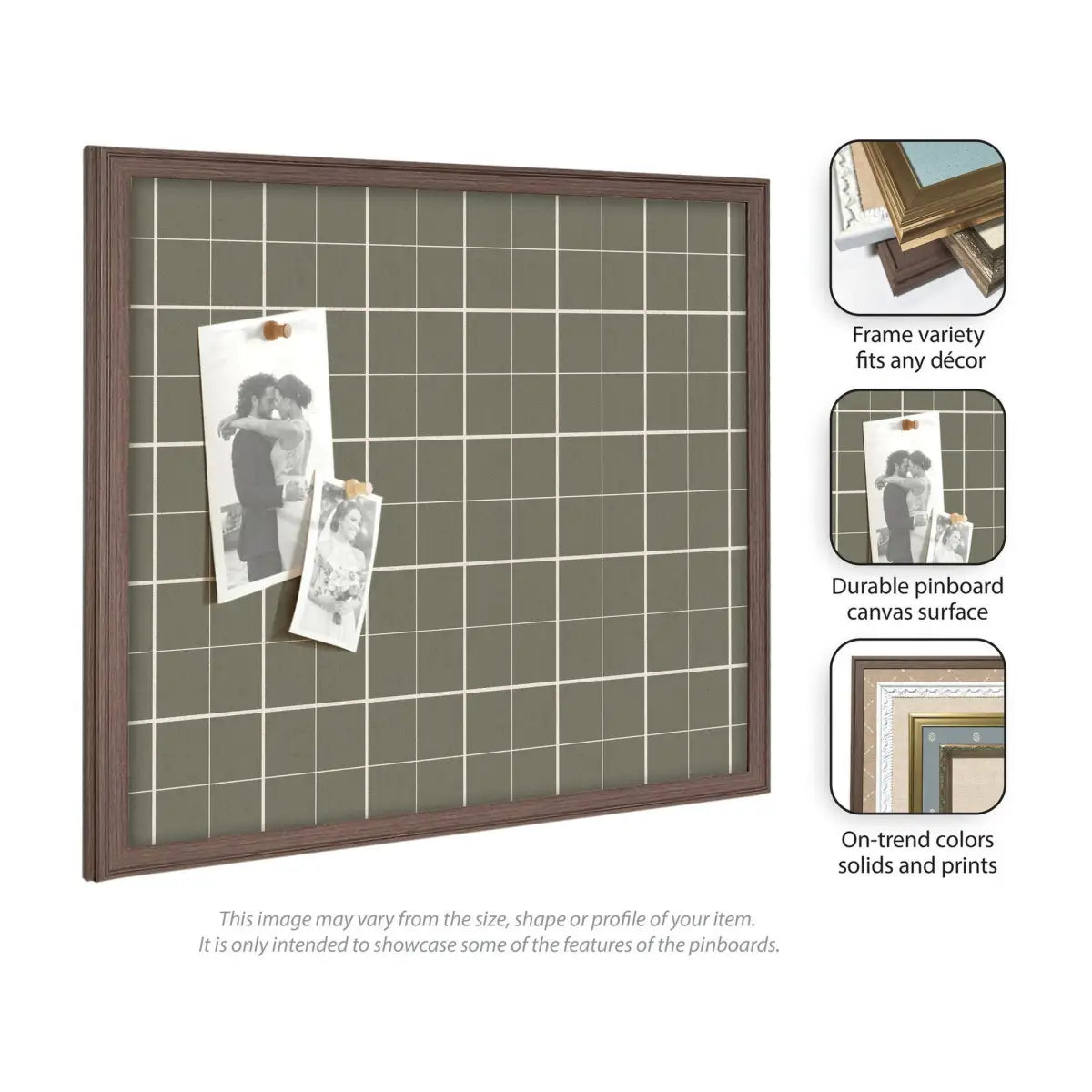 Bulletin Board - Framed Fabric Pinboard Sage Green Plaid - Wall Organization - kateandlaurel