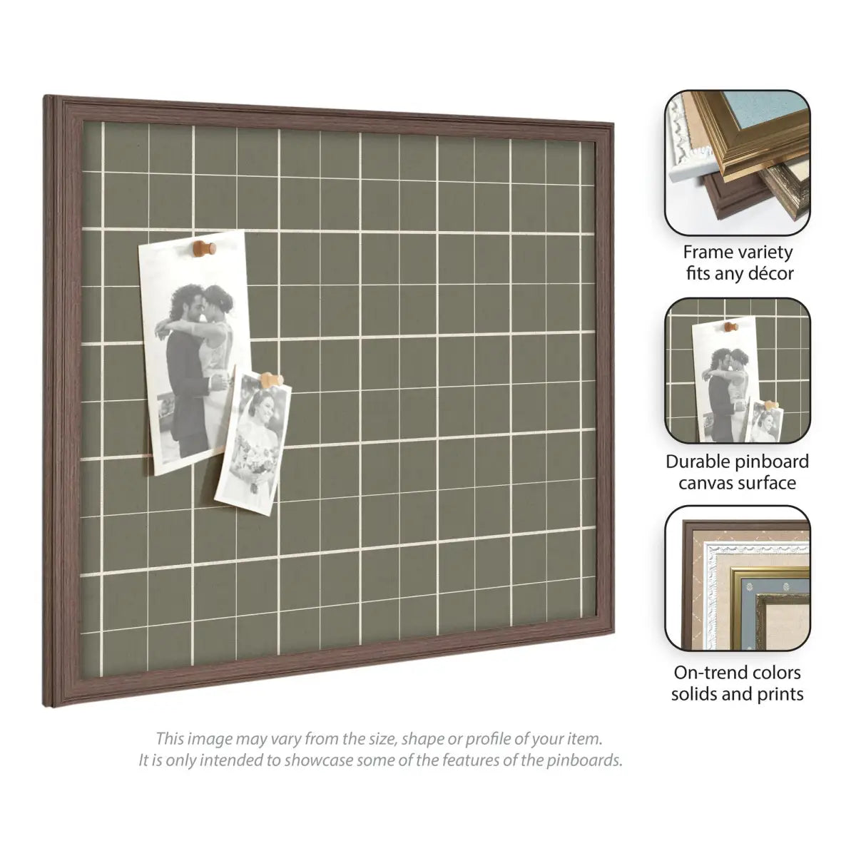 Bulletin Board - Framed Fabric Pinboard Sage Green Plaid - Wall Organization - kateandlaurel
